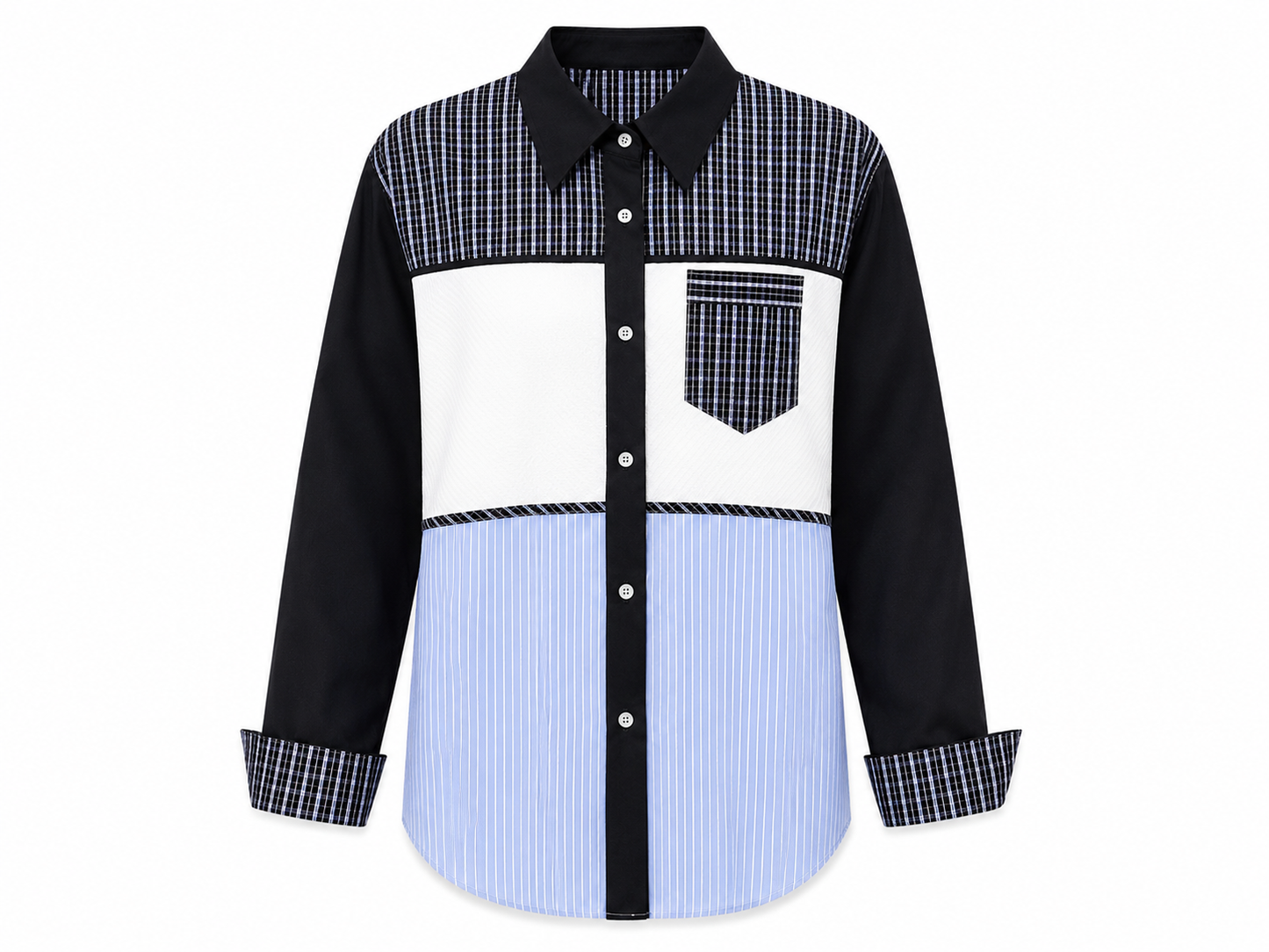 Denim and pattern mix shirt