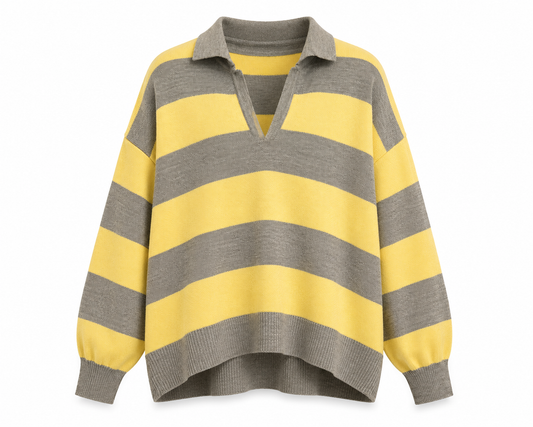 Striped Knit collared sweater