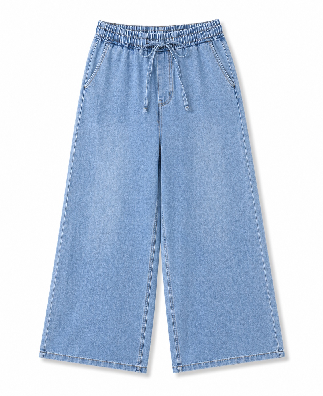 Wide leg jean trousers