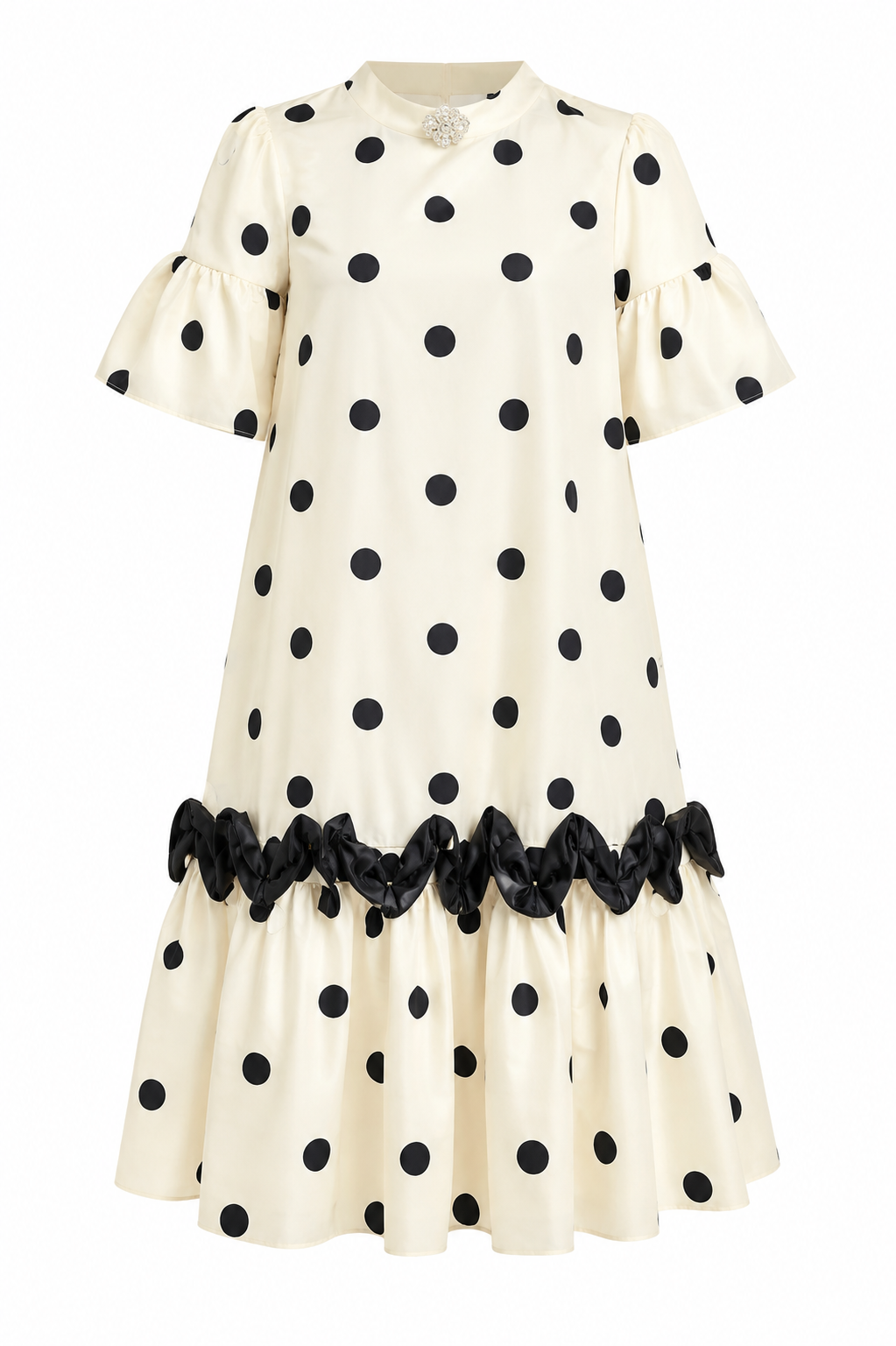 Polka dot frill hem dress