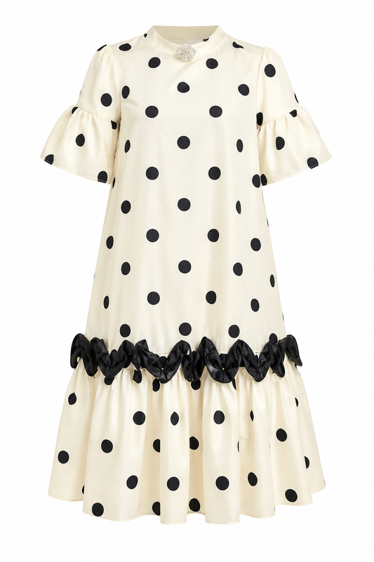 Polka dot frill hem dress