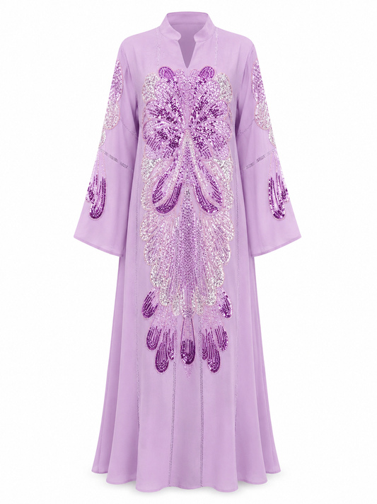 Lavender Majesty Embellished Kaftan