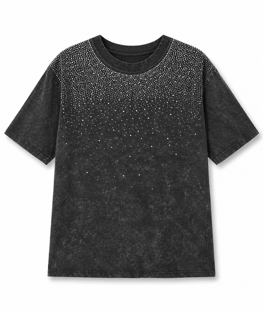 Blinged stone wash tshirt